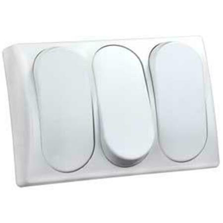 JR PRODUCTS Spst On-Off Switch Triple - White J45-13595